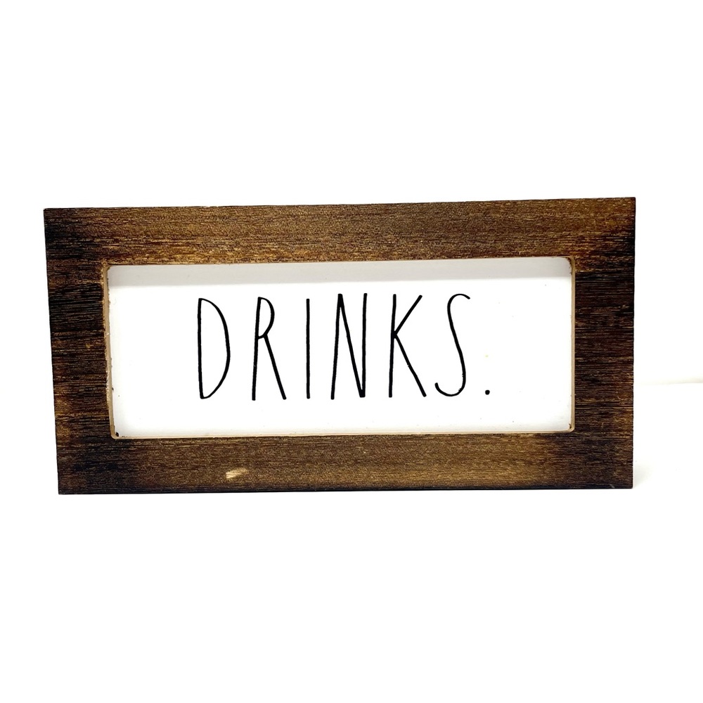 RAE DUNN “Drinks” wooden frame bar sign